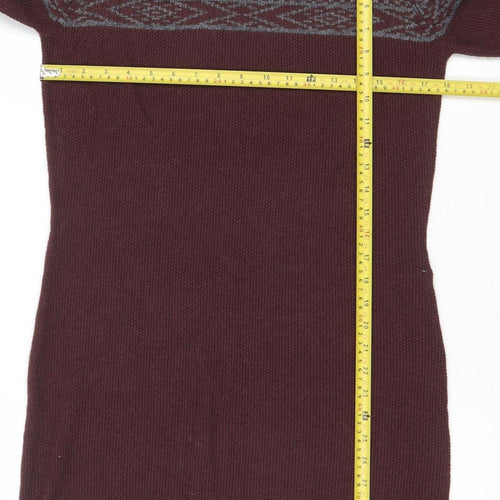 Sherpa Women's Brown Knit Jumper Dress Size M Long Sleeve Wool Blend