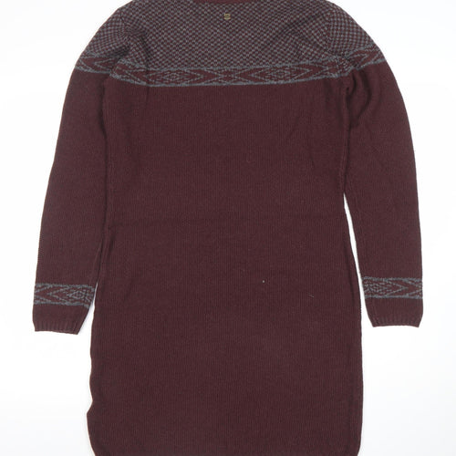 Sherpa Women's Brown Knit Jumper Dress Size M Long Sleeve Wool Blend