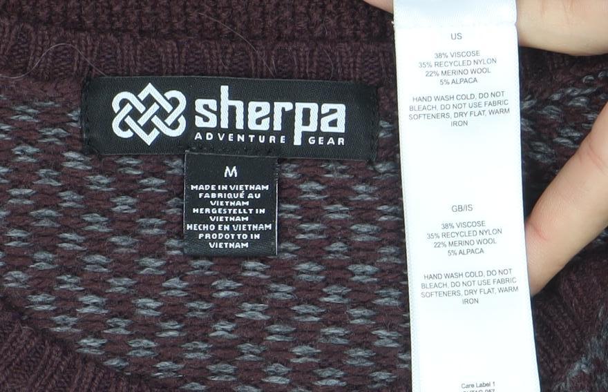 Sherpa Women's Brown Knit Jumper Dress Size M Long Sleeve Wool Blend
