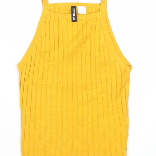 H&M Divided Women’s Yellow Ribbed Knit Halter Camisole Tank Top XS