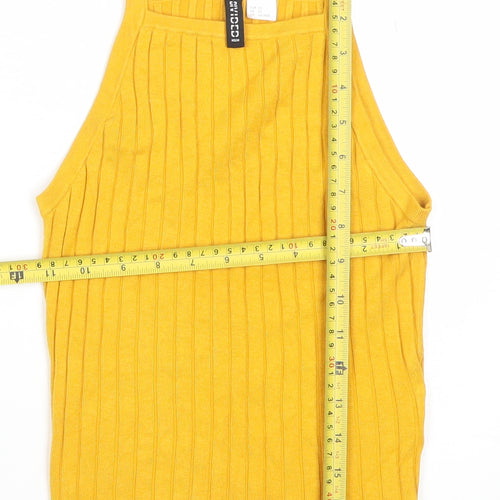 H&M Divided Women’s Yellow Ribbed Knit Halter Camisole Tank Top XS
