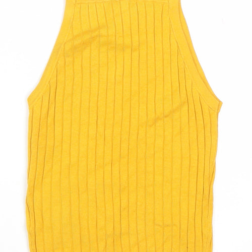 H&M Divided Women’s Yellow Ribbed Knit Halter Camisole Tank Top XS
