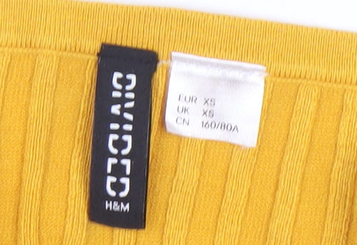 H&M Divided Women’s Yellow Ribbed Knit Halter Camisole Tank Top XS