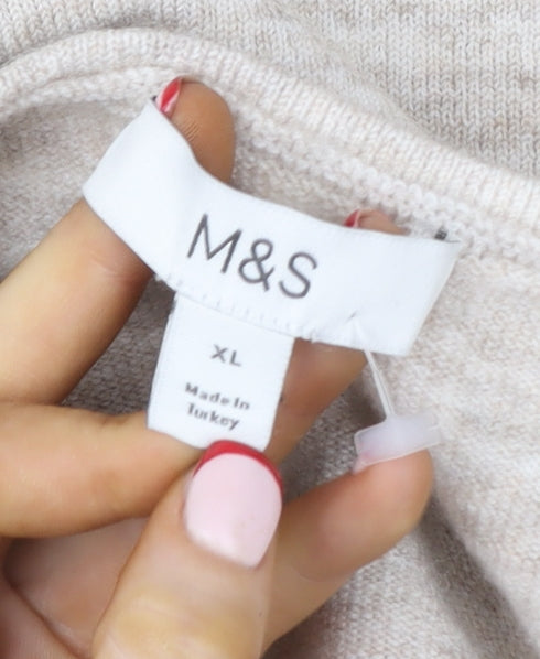 Marks and Spencer Women’s Beige Knit Tie Front Coatigan XL