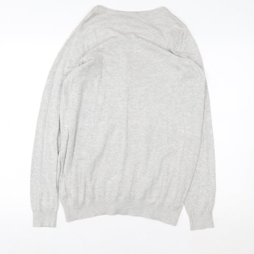 H&M Women Grey Cardigan Jumper Size 12/14 Classic Cotton Blend