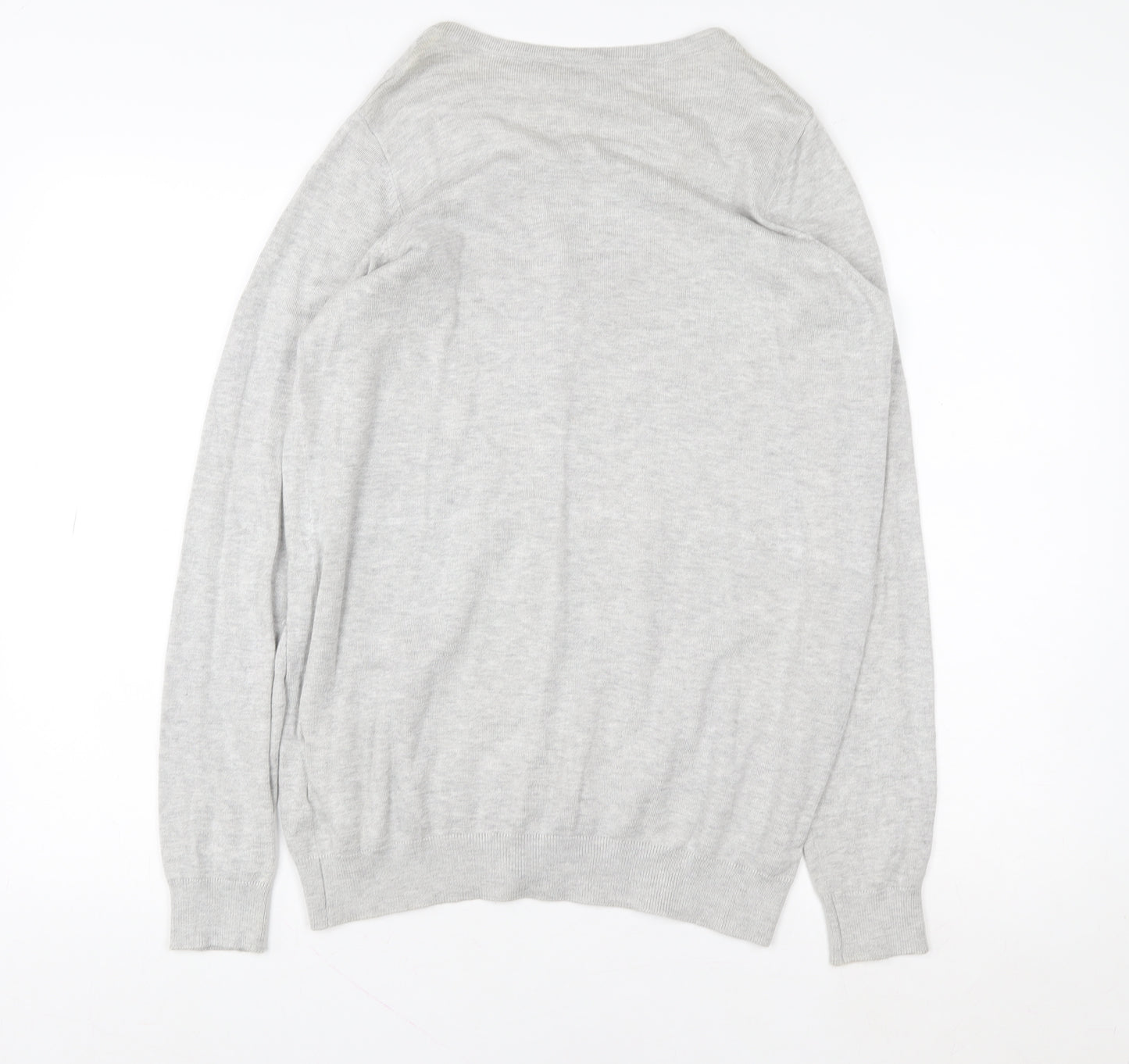 H&M Women Grey Cardigan Jumper Size 12/14 Classic Cotton Blend