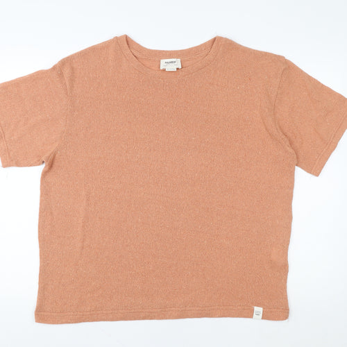Pull & Bear Women's Brown Knit Short Sleeve Crew Neck T-Shirt L