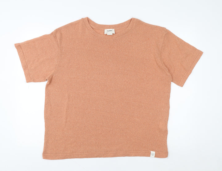 Pull & Bear Women's Brown Knit Short Sleeve Crew Neck T-Shirt L