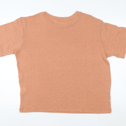 Pull & Bear Women's Brown Knit Short Sleeve Crew Neck T-Shirt L