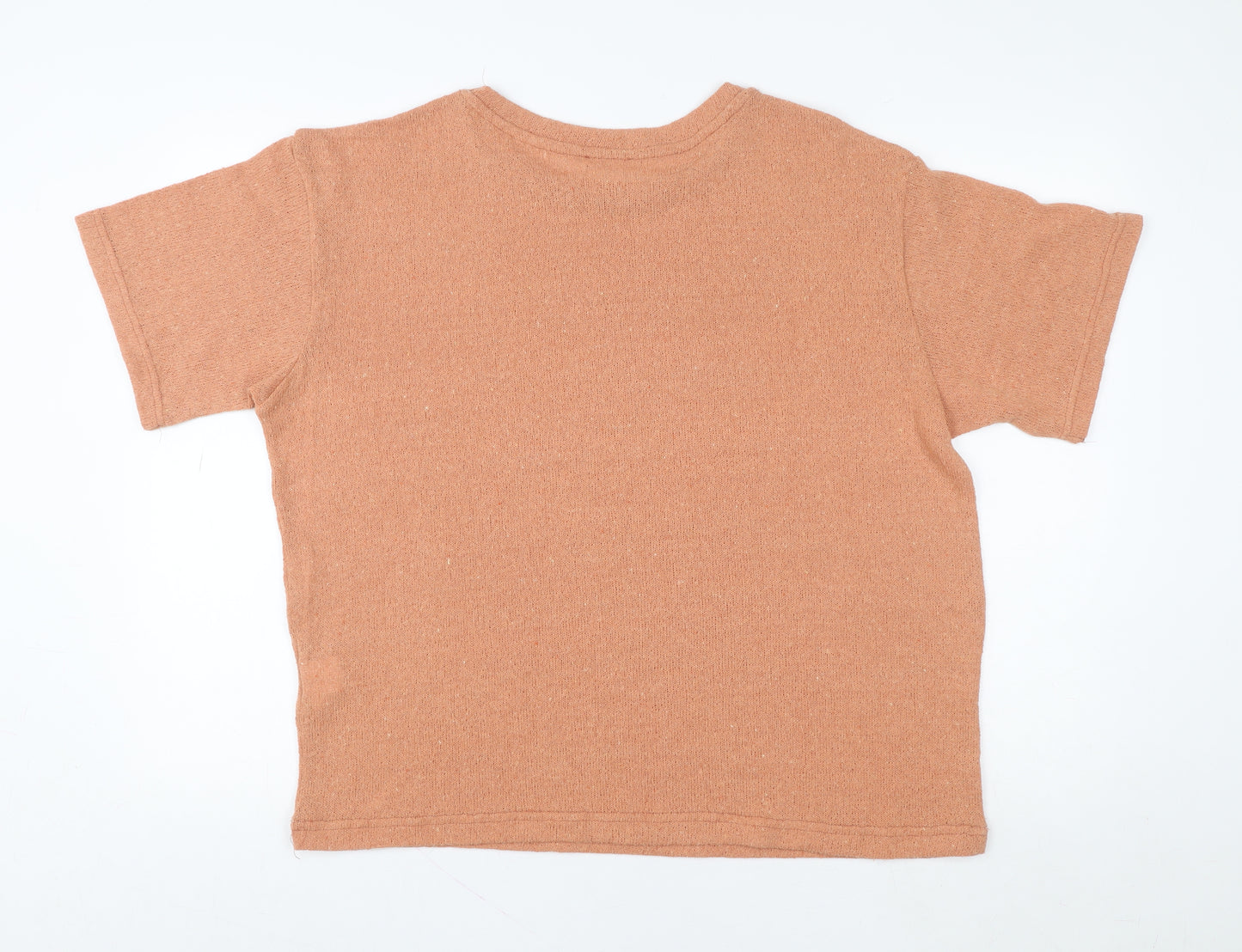Pull & Bear Women's Brown Knit Short Sleeve Crew Neck T-Shirt L