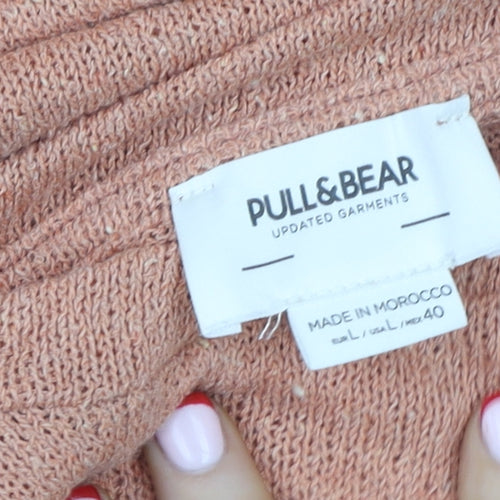 Pull & Bear Women's Brown Knit Short Sleeve Crew Neck T-Shirt L