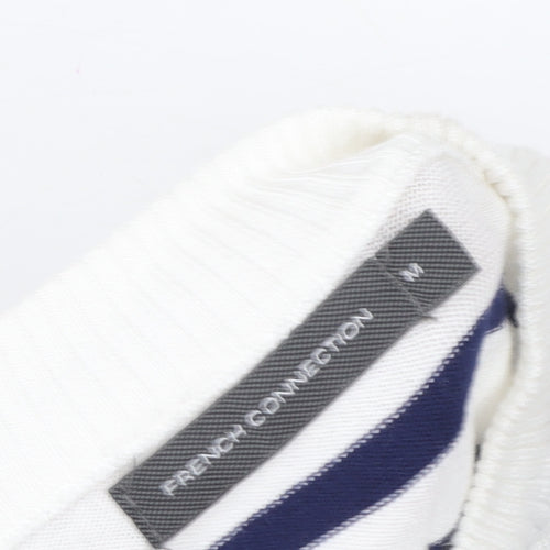 French Connection Women White Blue Stripe Pullover Sweater M