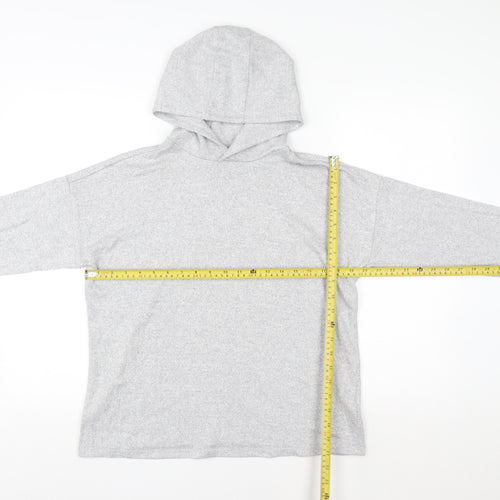 Marks and Spencer Girls Grey Pullover Hoodie 13-14 Years Knit Long Sleeve