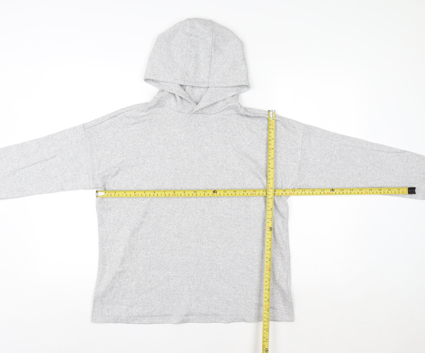 Marks and Spencer Girls Grey Pullover Hoodie 13-14 Years Knit Long Sleeve
