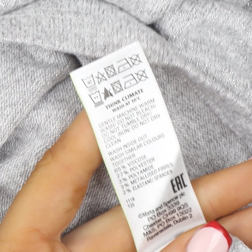 Marks and Spencer Girls Grey Pullover Hoodie 13-14 Years Knit Long Sleeve