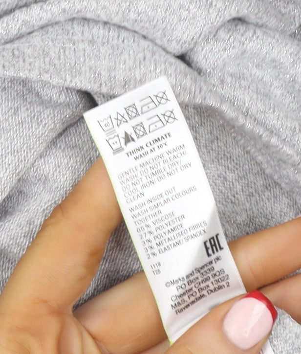 Marks and Spencer Girls Grey Pullover Hoodie 13-14 Years Knit Long Sleeve