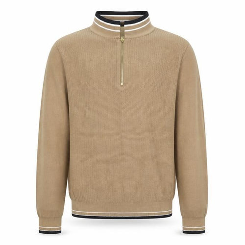 Next Boys Beige 10 Years Knit 1/2 Zip High Neck Cotton Sweatshirt