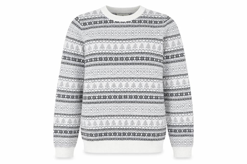 Front view of Next Women Grey Fair Isle Christmas Crew Neck Sweater, size S