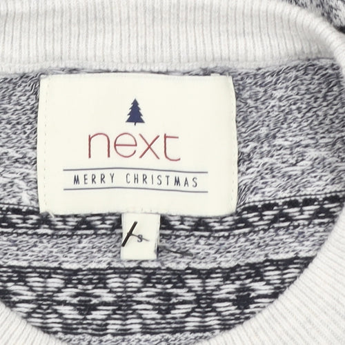 Next Women Grey Fair Isle Christmas Crew Neck Sweater Size S