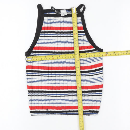 Divided Women’s Multicoloured Striped Ribbed Cropped Halter Tank Top XS