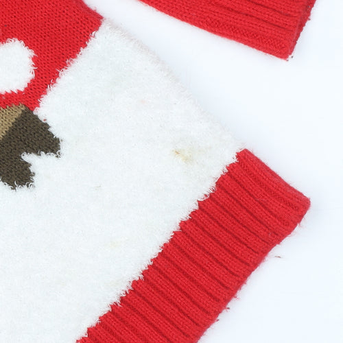 Let It Snow Girls Red Reindeer Christmas Pullover Jumper 3-4 Years