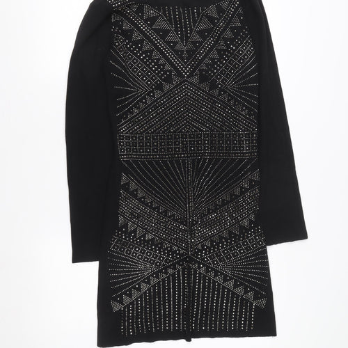 Quiz Women's Black Geometric Studded Knit Jacket Size L