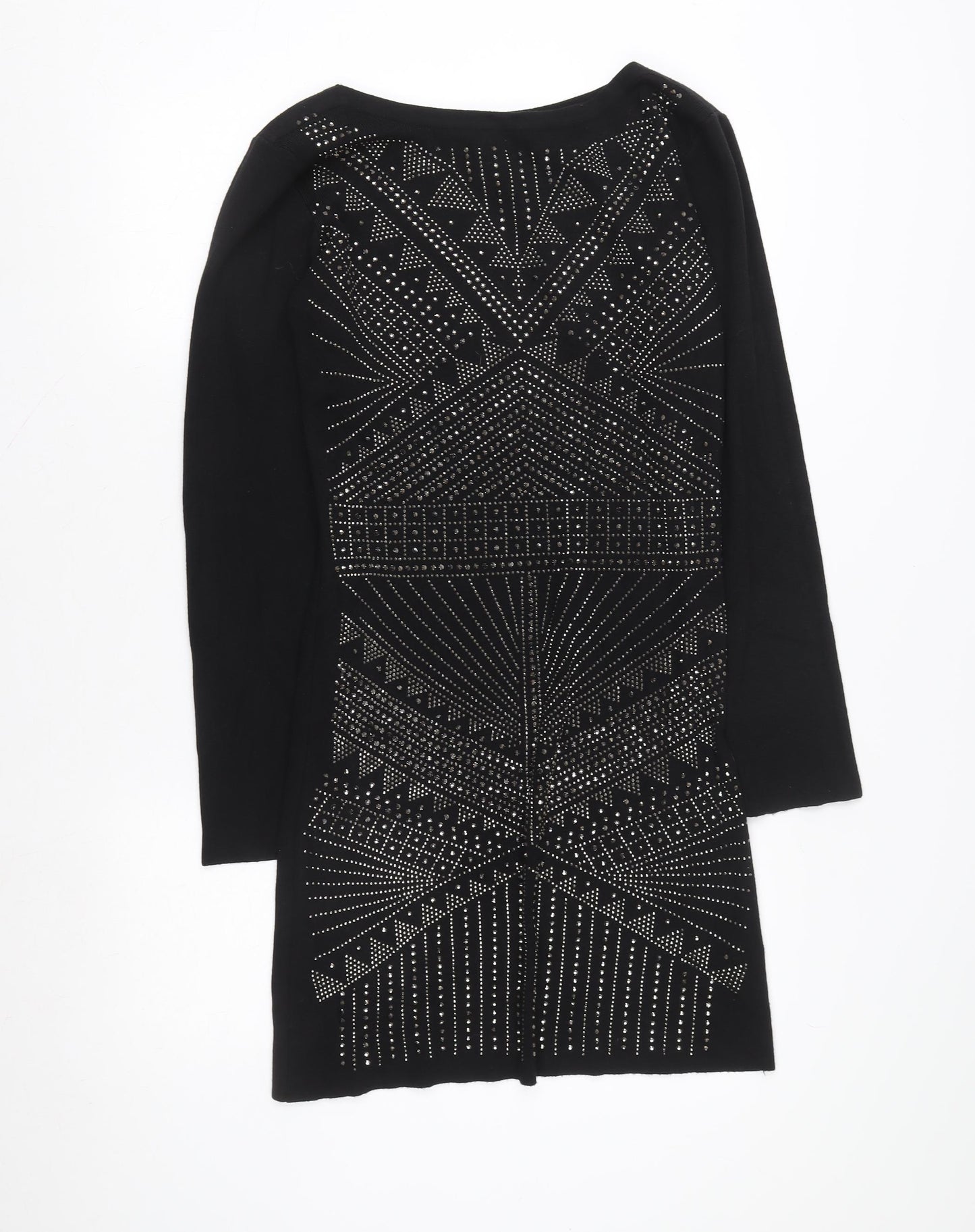Quiz Women's Black Geometric Studded Knit Jacket Size L