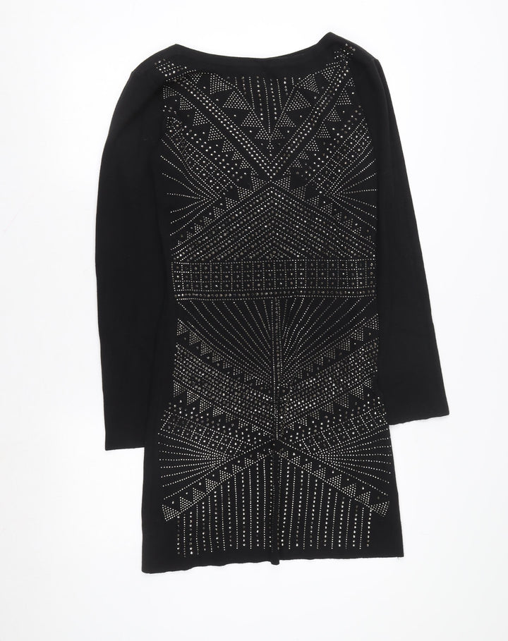 Quiz Women's Black Geometric Studded Knit Jacket Size L