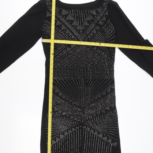 Quiz Women's Black Geometric Studded Knit Jacket Size L