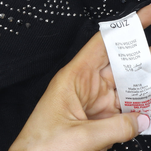 Quiz Women's Black Geometric Studded Knit Jacket Size L