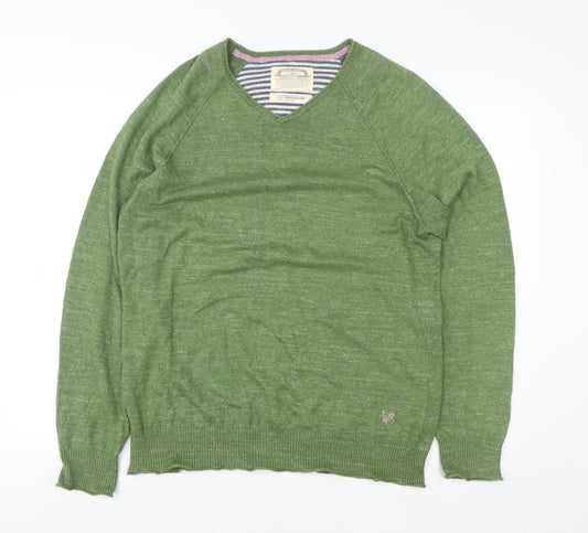 White Stuff Women Green V-Neck Cotton Jumper Size M