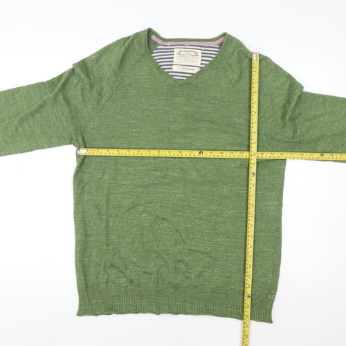 White Stuff Women Green V-Neck Cotton Jumper Size M