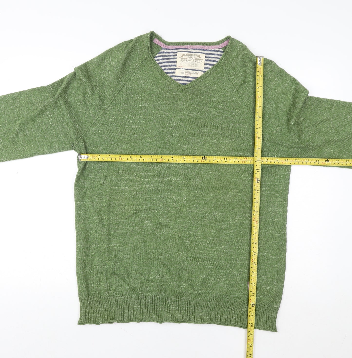 White Stuff Women Green V-Neck Cotton Jumper Size M