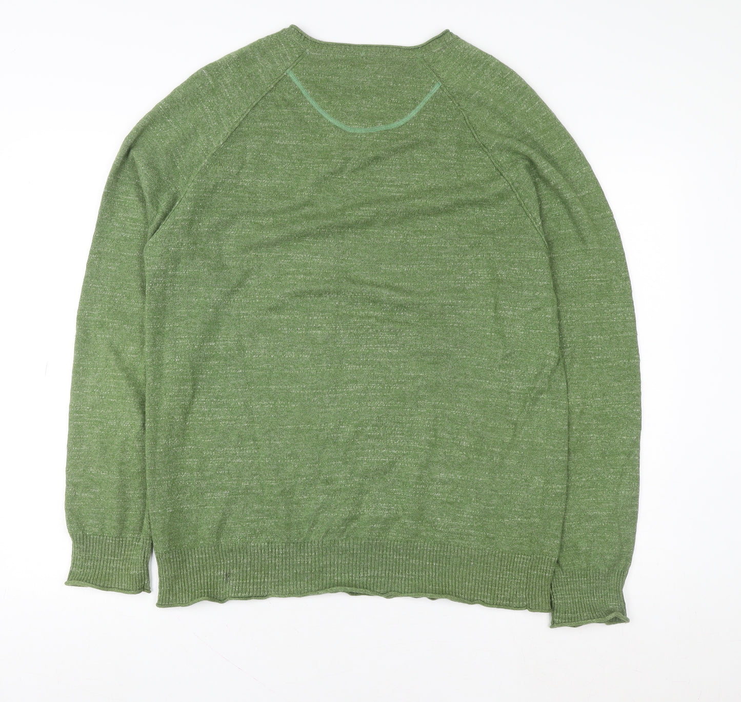 White Stuff Women Green V-Neck Cotton Jumper Size M
