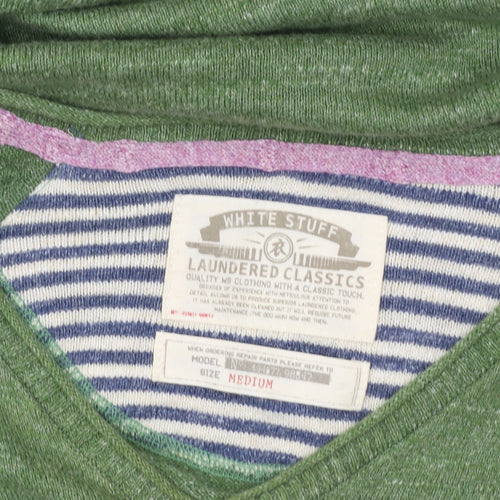 White Stuff Women Green V-Neck Cotton Jumper Size M