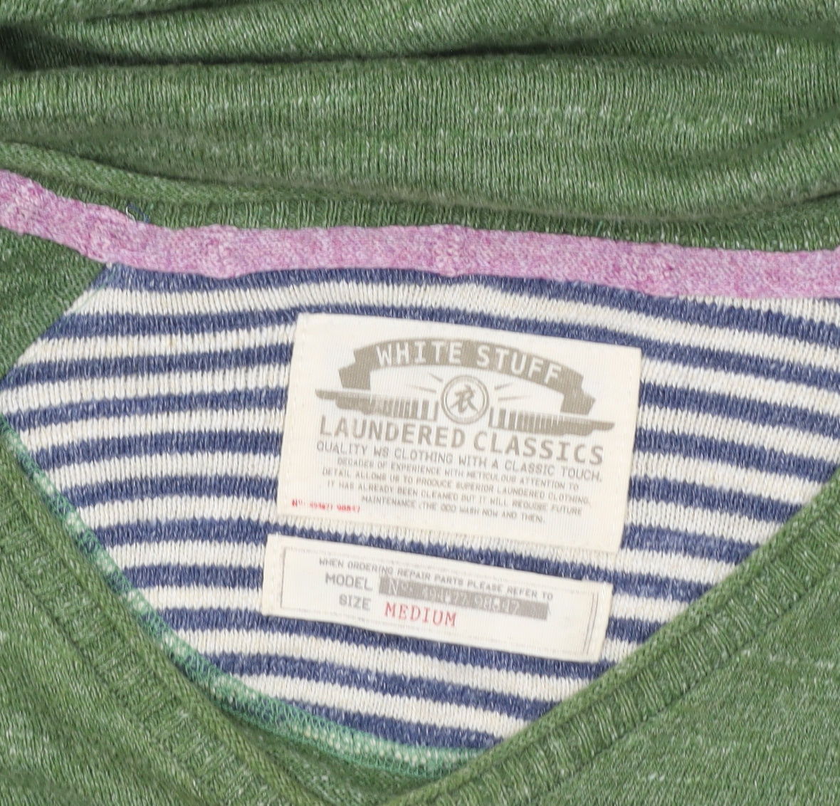 White Stuff Women Green V-Neck Cotton Jumper Size M