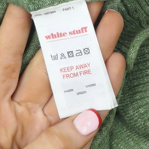 White Stuff Women Green V-Neck Cotton Jumper Size M