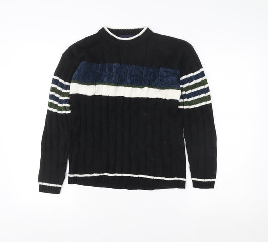 MB Classics Womens Black Striped Knit Pullover Jumper Size M