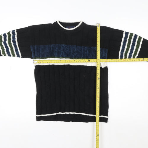 MB Classics Womens Black Striped Knit Pullover Jumper Size M