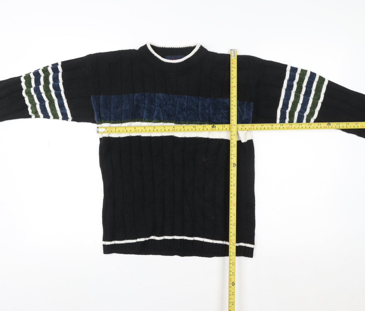 MB Classics Womens Black Striped Knit Pullover Jumper Size M