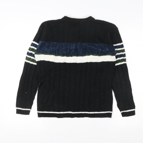 MB Classics Womens Black Striped Knit Pullover Jumper Size M