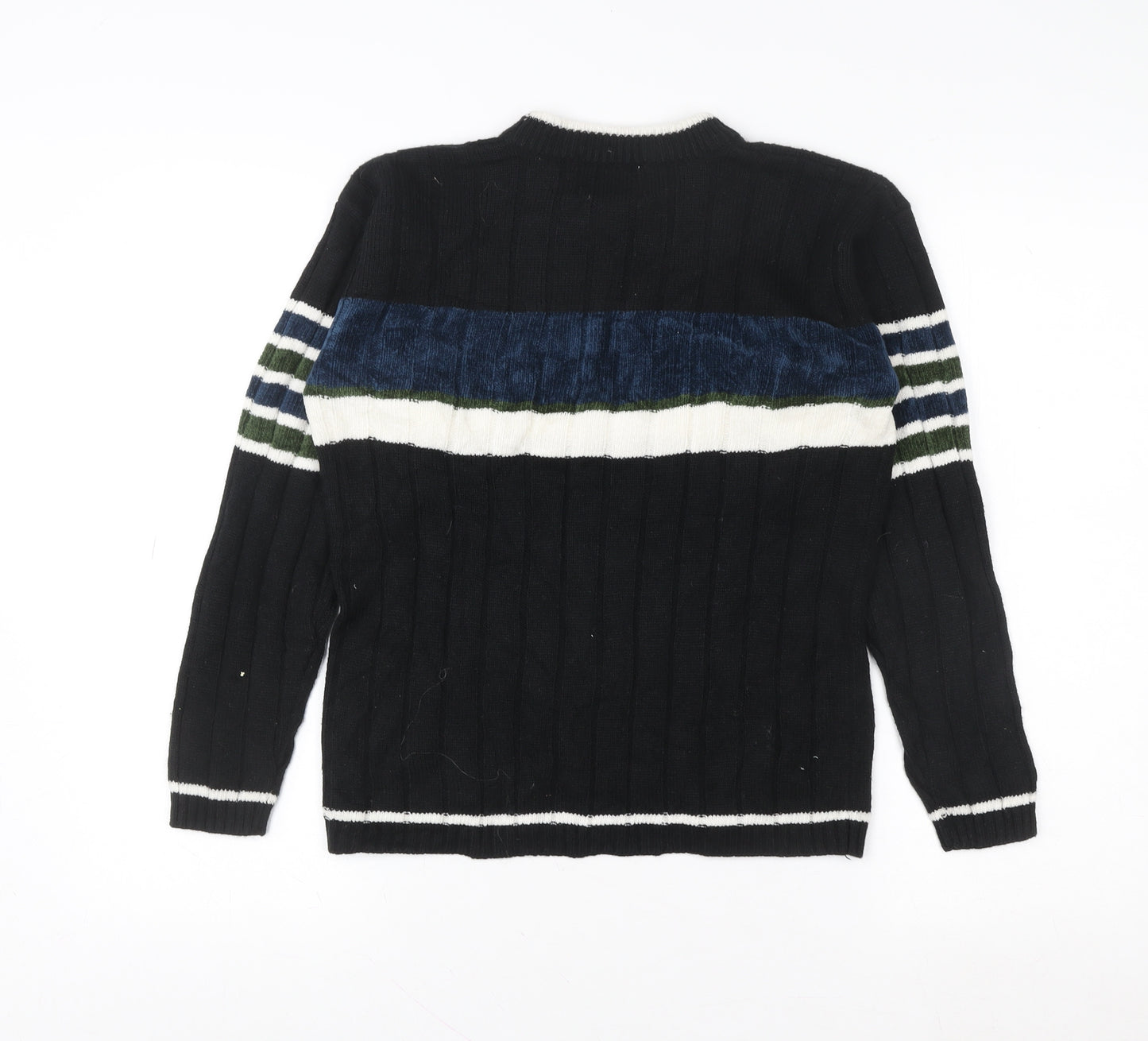 MB Classics Womens Black Striped Knit Pullover Jumper Size M