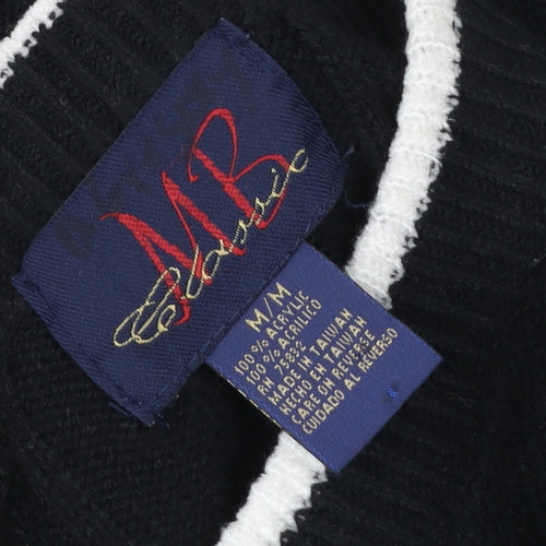 MB Classics Womens Black Striped Knit Pullover Jumper Size M