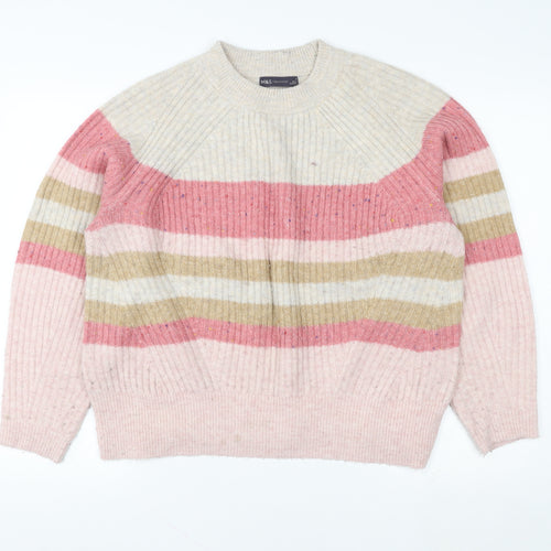 Marks and Spencer Women's Multicoloured Striped Wool Jumper M