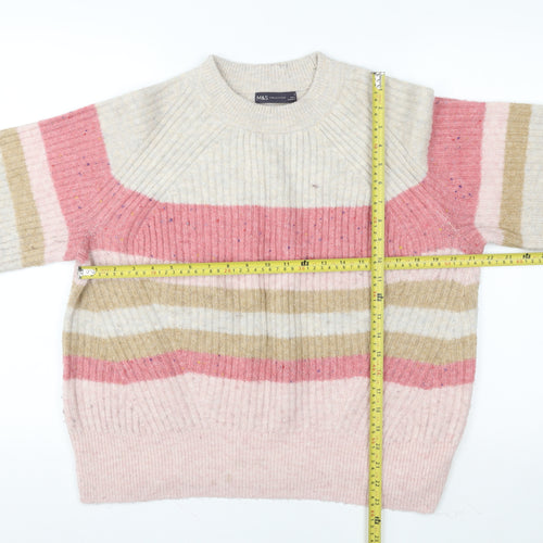 Marks and Spencer Women's Multicoloured Striped Wool Jumper M