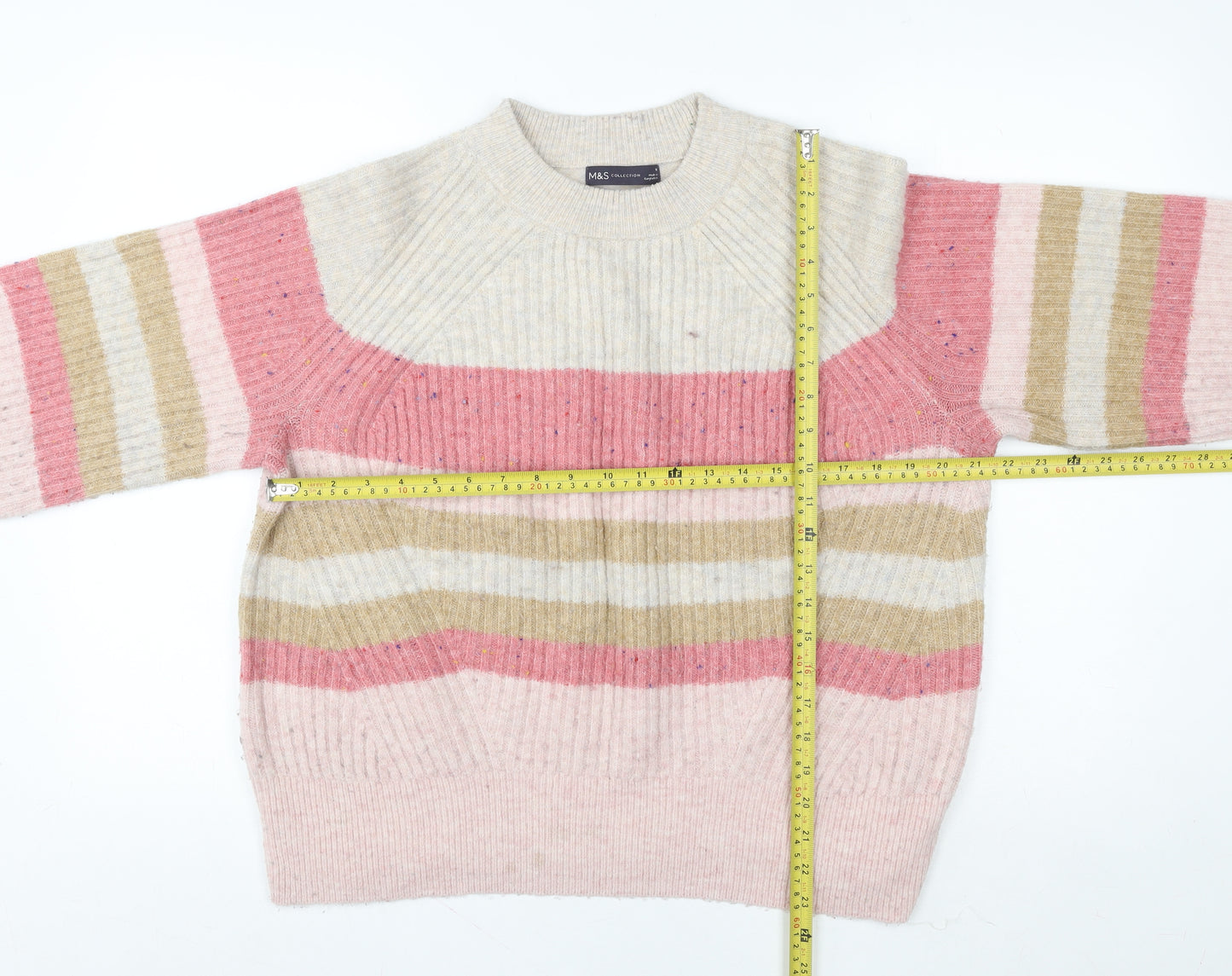 Marks and Spencer Women's Multicoloured Striped Wool Jumper M