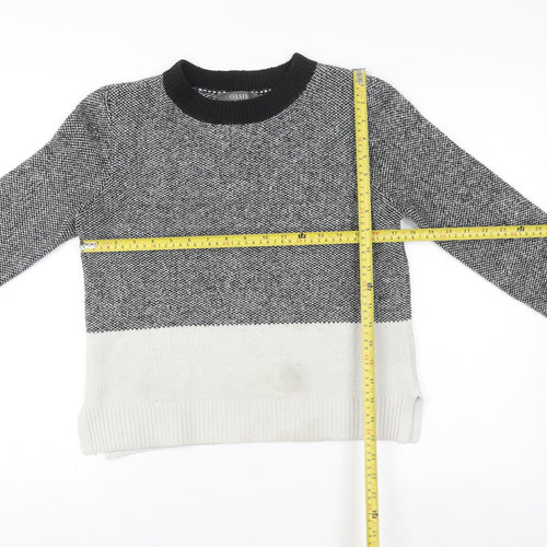 Oasis Unisex Grey Colour Block Knit Crew Neck Sweatshirt S