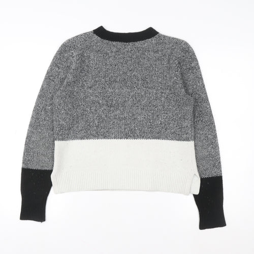 Oasis Unisex Grey Colour Block Knit Crew Neck Sweatshirt S