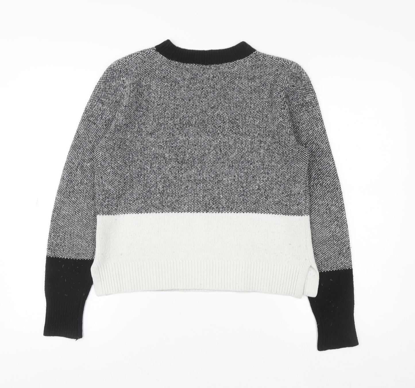 Oasis Unisex Grey Colour Block Knit Crew Neck Sweatshirt S