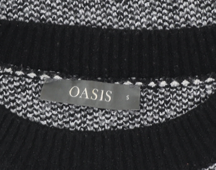 Oasis Unisex Grey Colour Block Knit Crew Neck Sweatshirt S